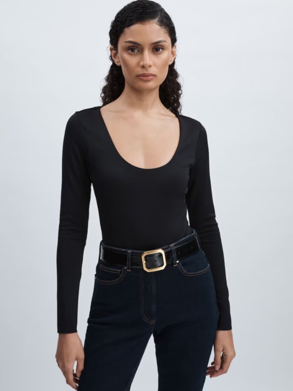Good American Scuba Scoop Neck Bodysuit in Black, S, Never Worn